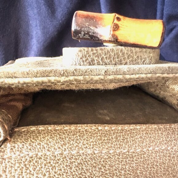 Gucci NWOT in olive Suede with authentic Bamboo Handgrips and Latch COA - Picture 6 of 13